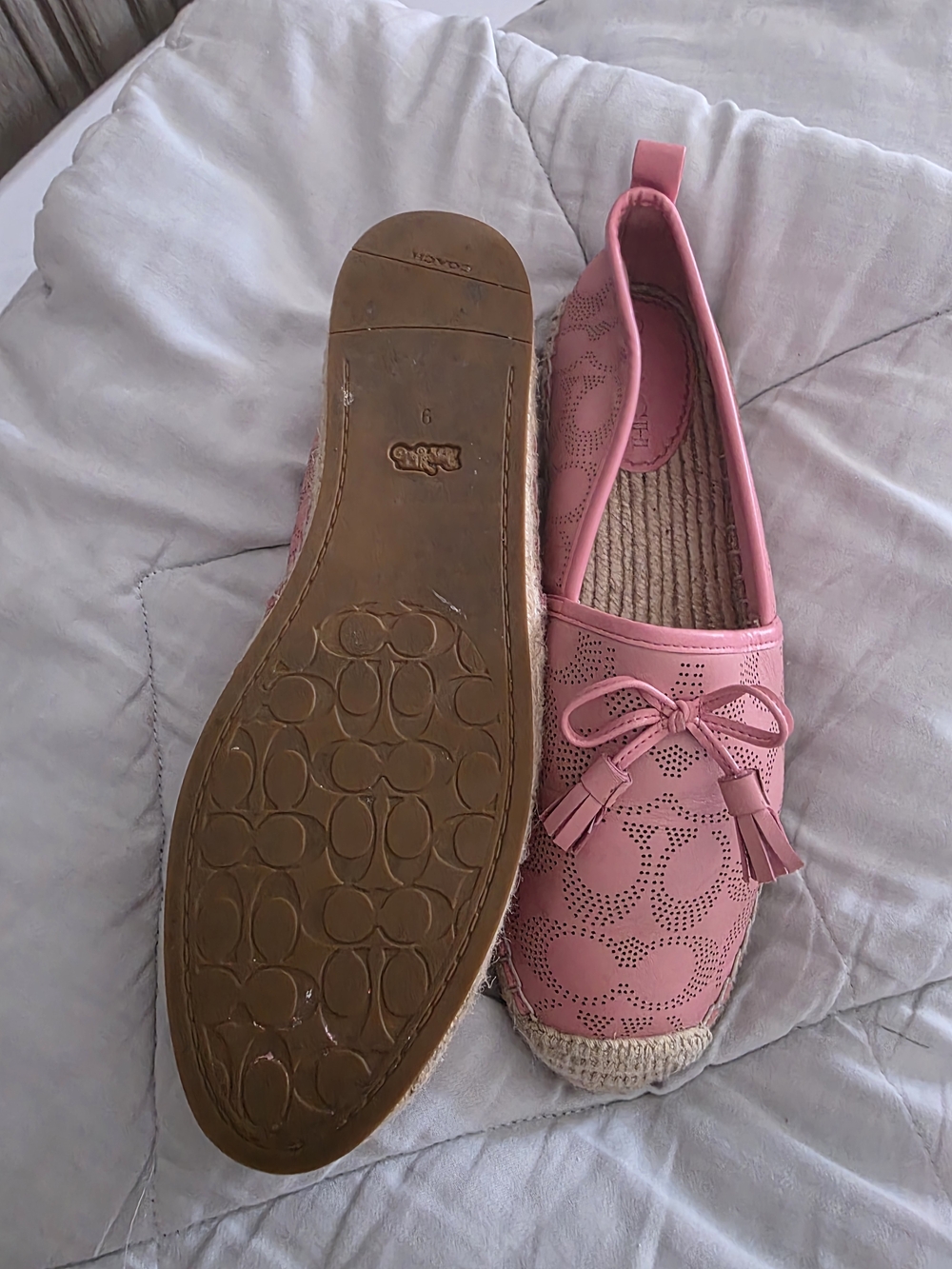 Coach Pink Carson Leather Espadrille Flats - Picture 3 of 4